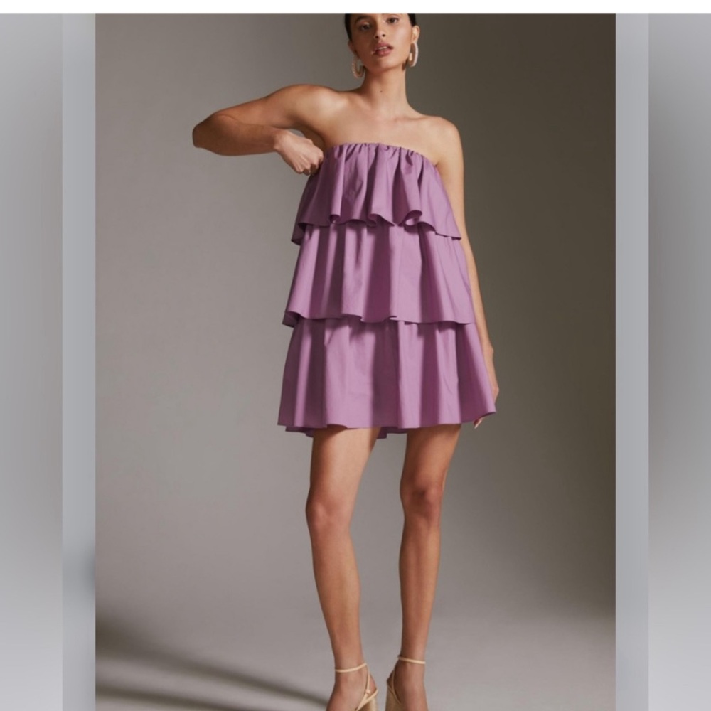 Anthropologie purple tiered dress